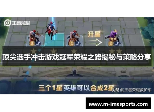 顶尖选手冲击游戏冠军荣耀之路揭秘与策略分享